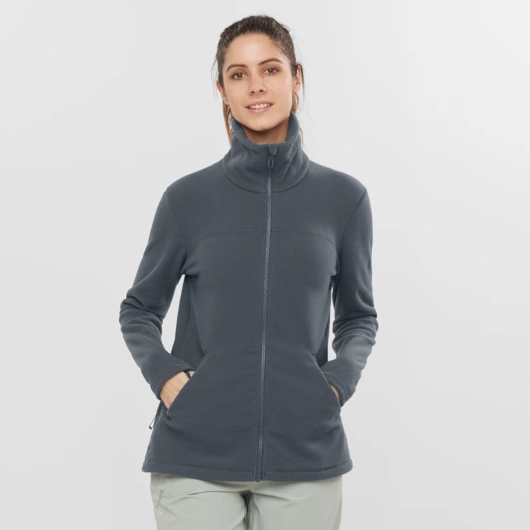 Chaquetas Salomon Essential Cosy Fleece Full Zip Mujer Negros | MX TNUW405